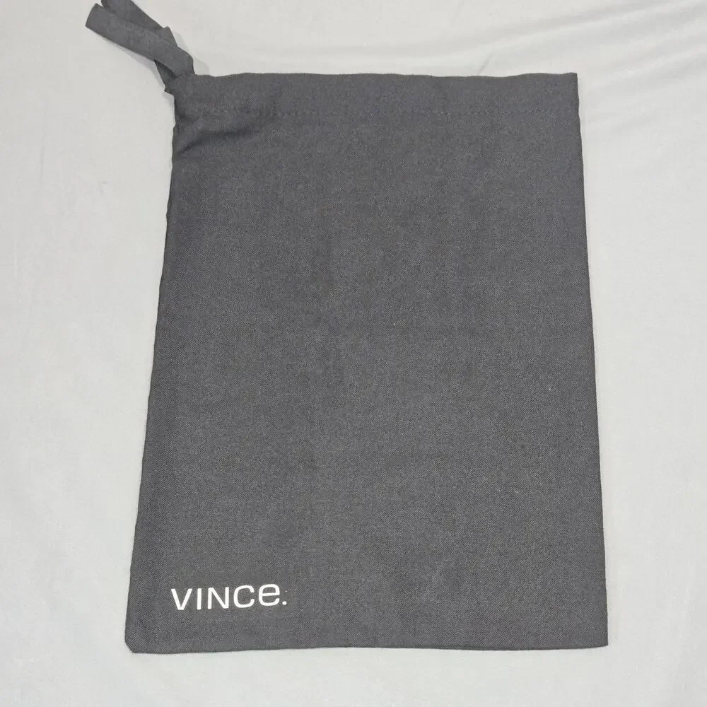 Vince Black Flannel Cotton Drawstring Dust Bag Small Shoe Pouch 14x10
